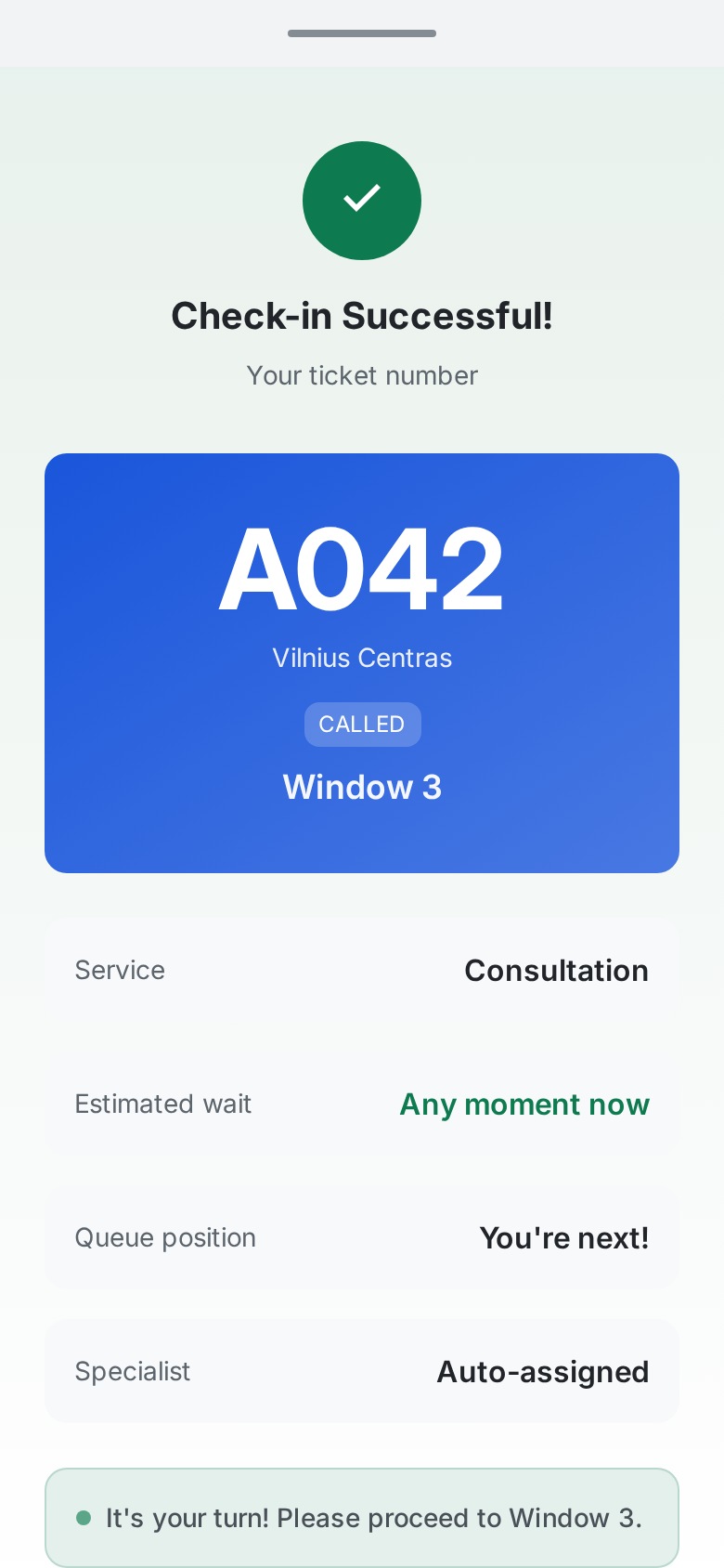 Customer ticket preview in English
